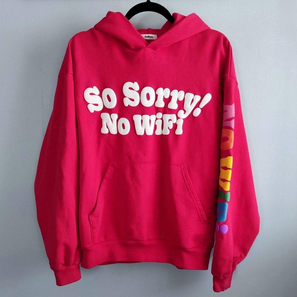 Madhappy So Sorry No WIFI Universal hoodie in Hickory red